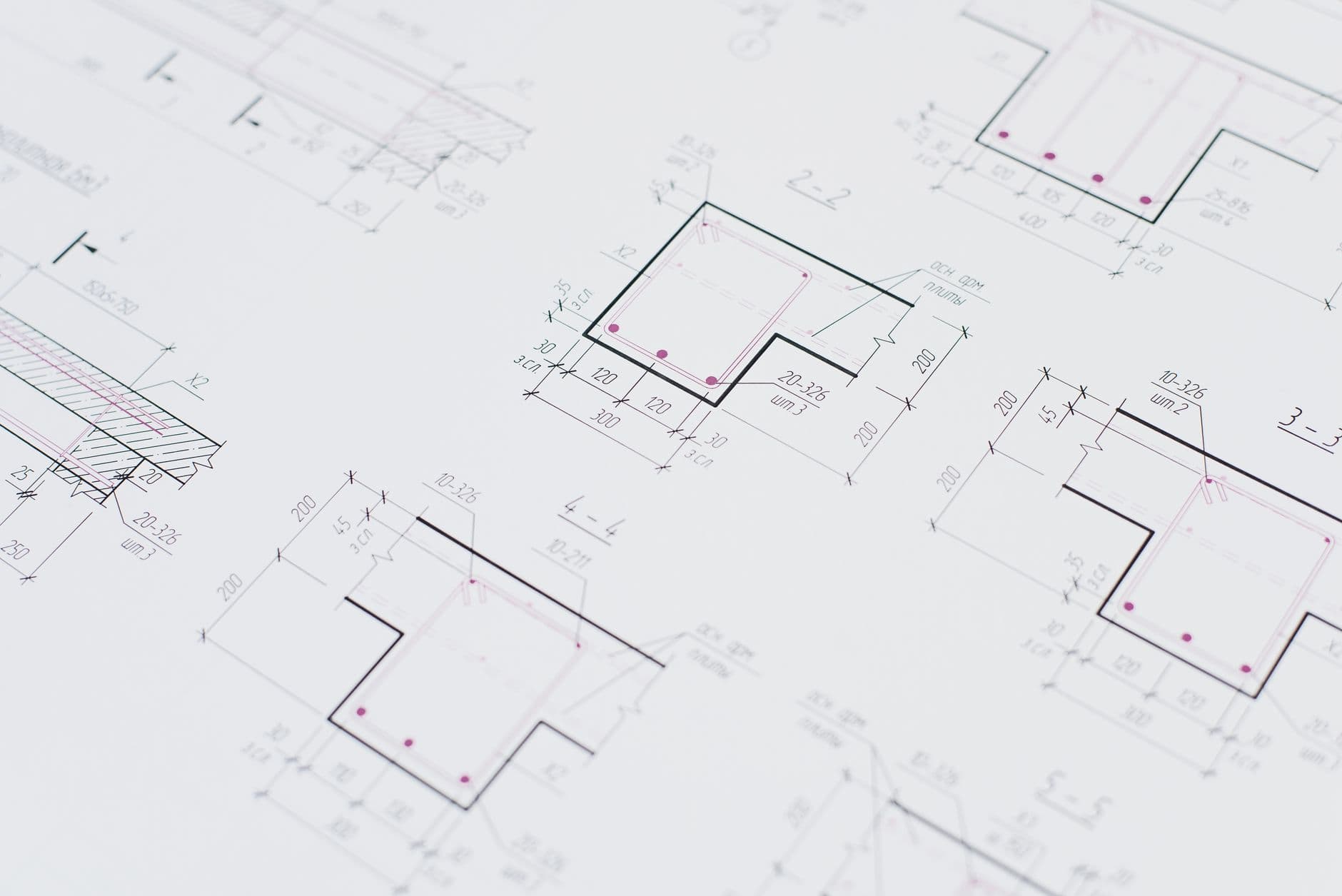 Architectural blueprints laid out