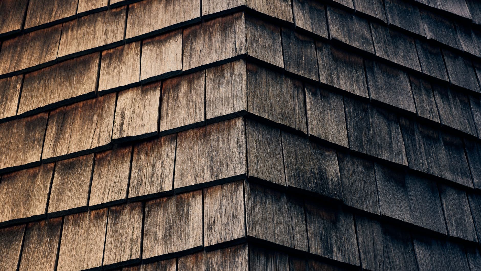 Textured wooden roof shingles